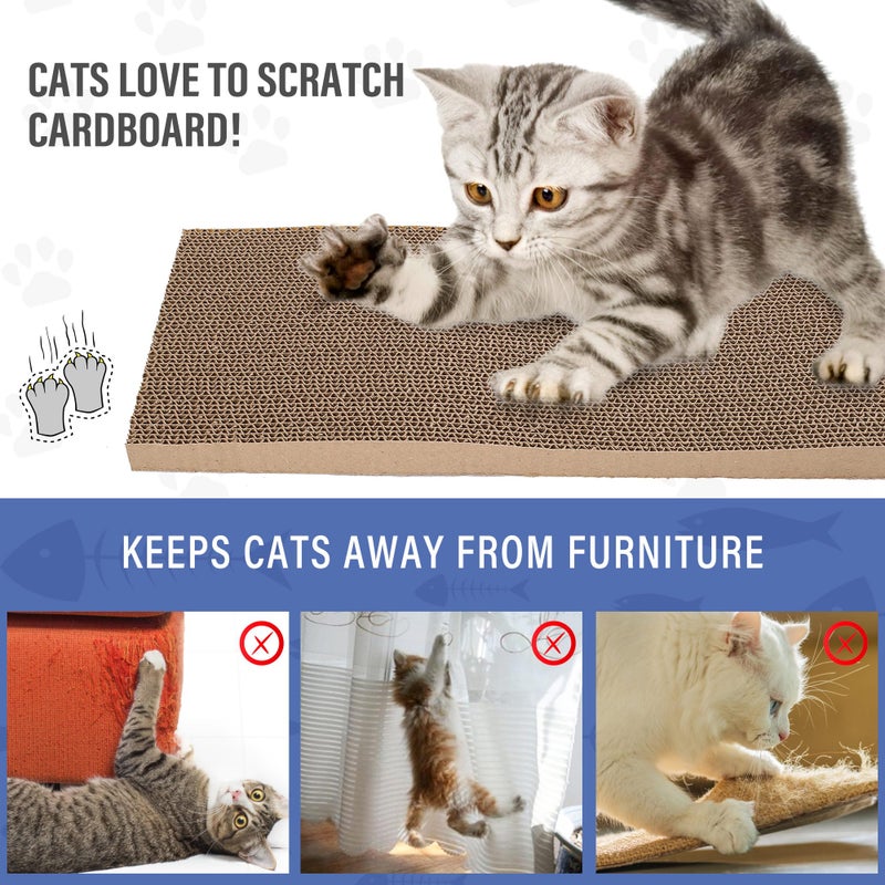 PrimePets Cat Scratcher Cardboard for Indoor Cats, 3 in 1, Cat Scratch Pad with Box, Cat Scratching Board, Reversible Corrugated, Furniture Protector, Catnip Included - Image 2